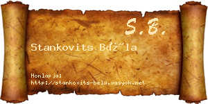 Stankovits Béla névjegykártya